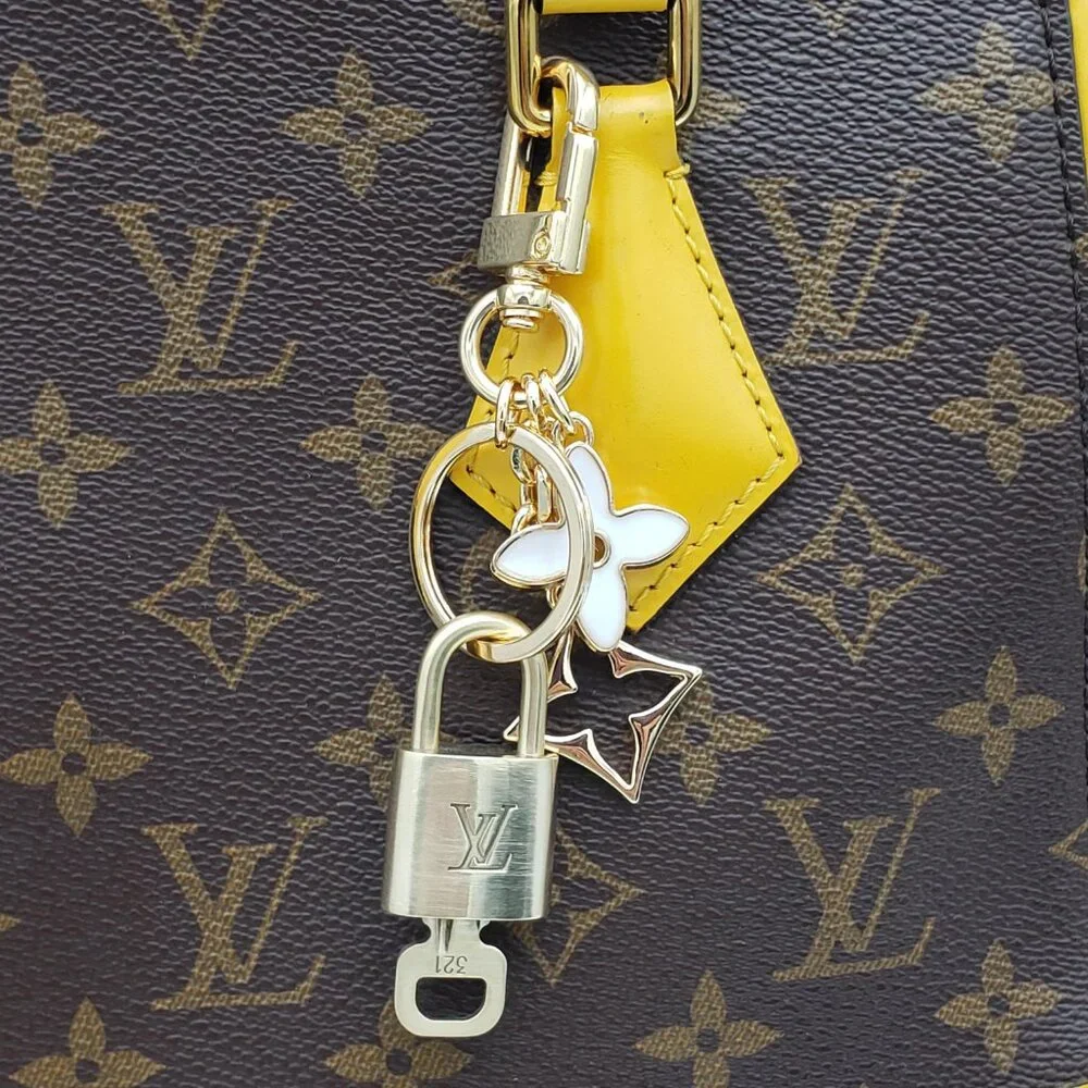 Louis Vuitton Gold Padlock Key 🔒 Authentic LV Charm + Unbranded Flower Keychain